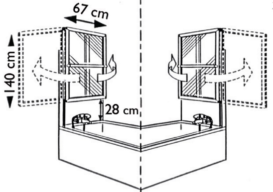 ecran-baignoire-pivotant-pliable-relevable-deux-volets