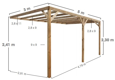 Carport adossé 1 voiture Burger